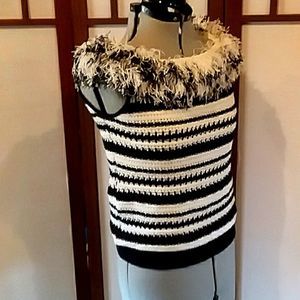 Worth New York off shoulder black&white sweater  sz small